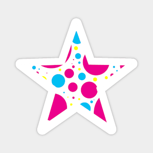 Multicolor Polka Dot White Star Magnet