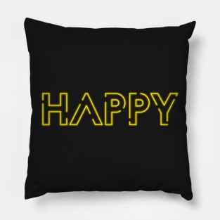 Happy Yellow Neon Sign Pillow