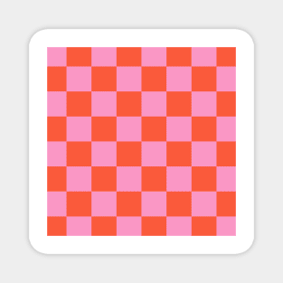 Checked pattern Orange and Pink checkerboard Magnet