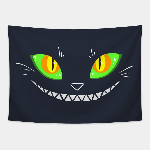 Creepy Cat Face Tapestry by sky665