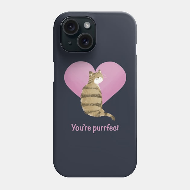 You’re purrfect cat and heart Phone Case by AbbyCatAtelier