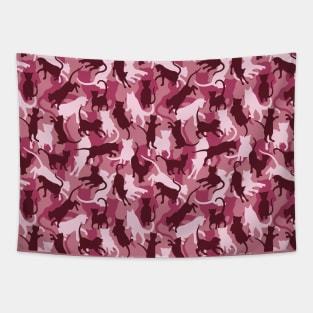 Cats Pink Camouflage Tapestry