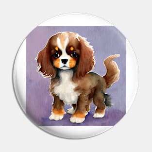 Cute Cavalier King Charles Spaniel Dog Puppy Art 5 Pin