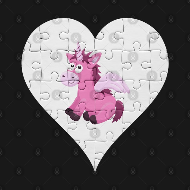 Jigsaw  Unicorn Heart Design - Mythical Creature Unicorn by giftideas