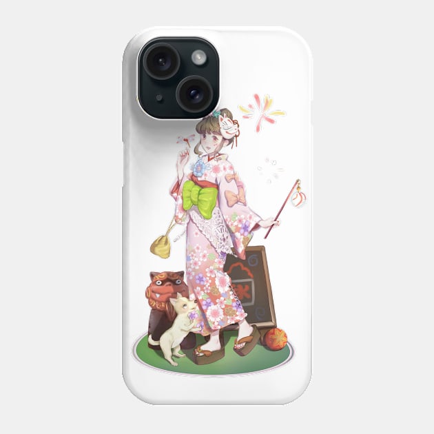 Yukata Girl Phone Case by xiaolindrawing