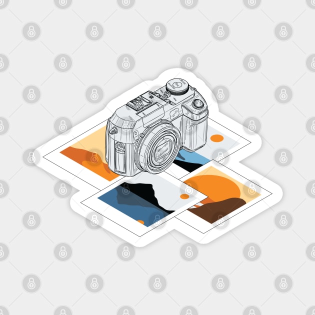 Camera With Retro Frames of Landscapes Magnet by ElusiveIntro