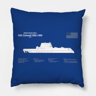 USS Zumwalt DDG-1000 Destroyer ship plans - ABDpng Pillow