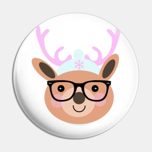 Cute Reindeer Pink Hat Christmas Pin