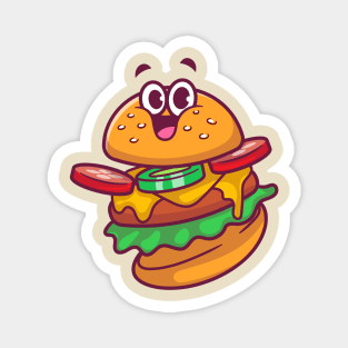 Cute Happy Burger Cartoon Magnet