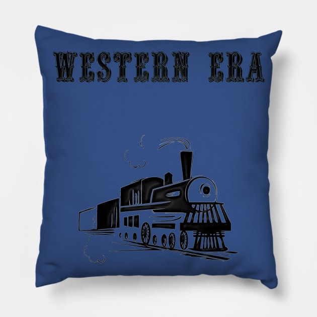 Western Era - Steam Train Pillow by The Black Panther