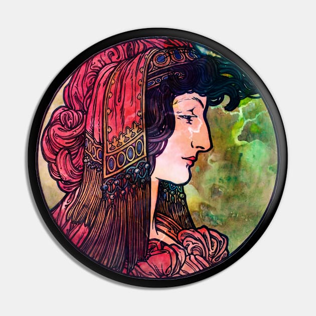 Belle Art Nouveau Lady Pin by Heartsake