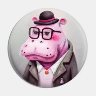 Hippster Hippo Hipster Pin