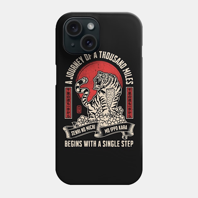 Japanese proverbs, A journey of a thousand miles. Phone Case by Garment Monkey Co.