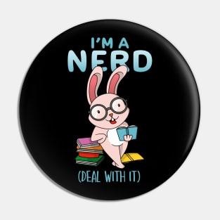 Cute Nerd Bunny Reader Book Lover Pin