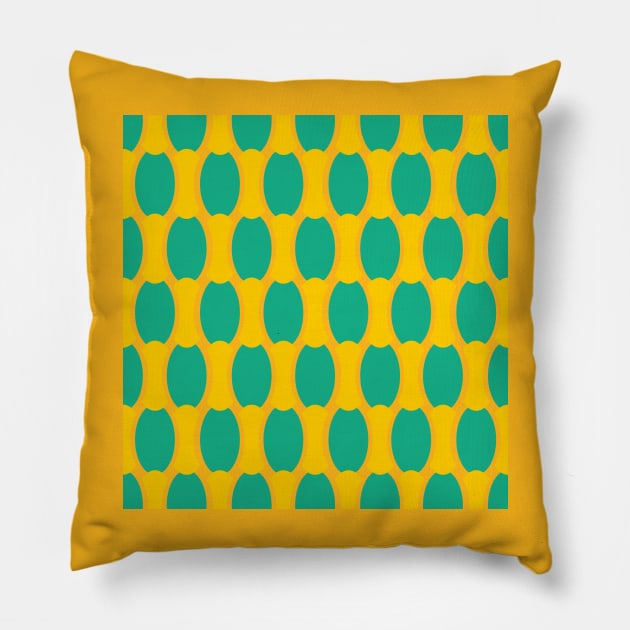 Green and Gold Pattern Pillow by Markyartshop