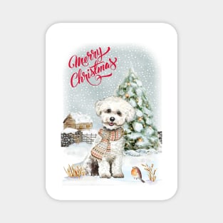 Bichon Frise Merry Christmas Santa Dog Magnet