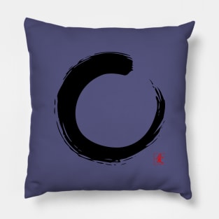 Zen Circle Enso Art with Japanese Word Love Pillow