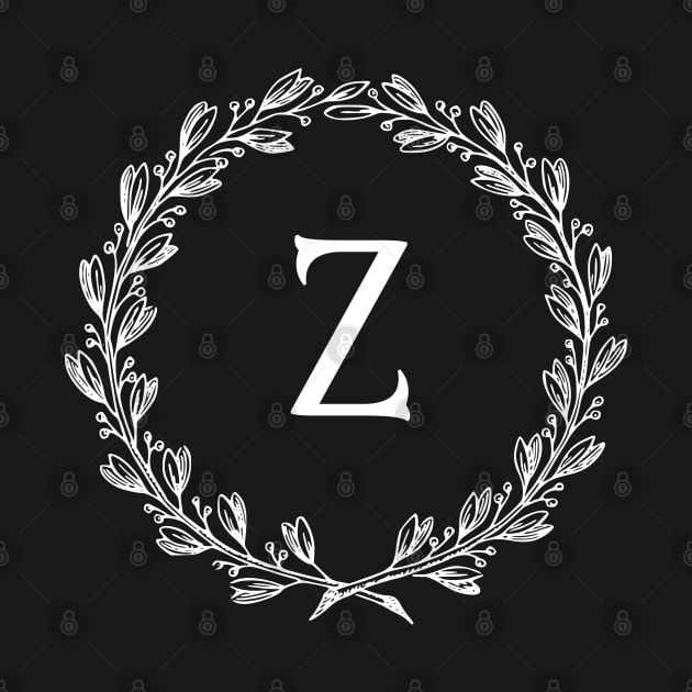 Beautiful Letter Z Alphabet Initial Monogram Wreath by anonopinion