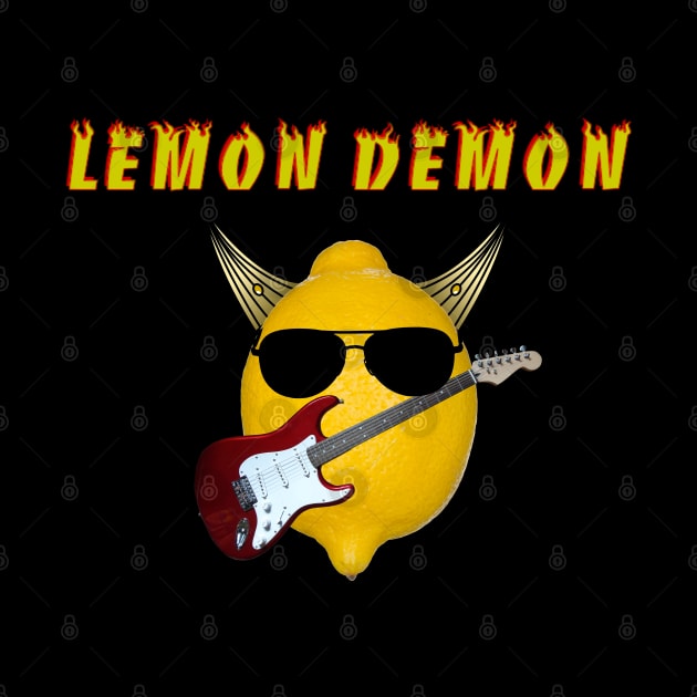 Yellow Lemon Demon - Cool and Quirky Illustration of Lemon with Glasses and Guitar - Perfect for Music and Fruit Lovers by Vtheartist