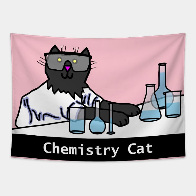 Funny Chemistry Science Cat Tapestry by ellenhenryart