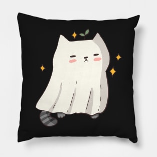 Cute ghost cat illustration Pillow