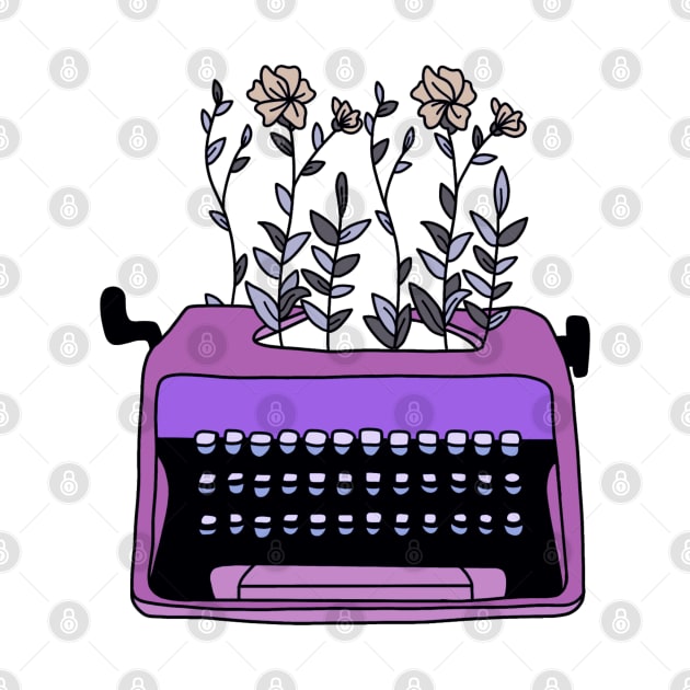 Floral vintage typewriter design by kuallidesigns