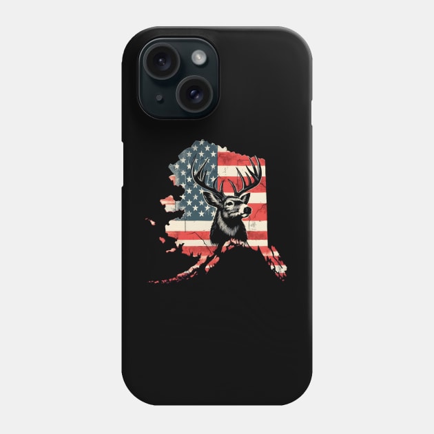 Deer Hunter Forest Wildlife Alaska American Flag Hunting Phone Case by TopTees