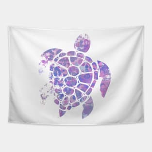 Sea Turtle Design in Purple and Pink Paint Drops Pattern Tapestry