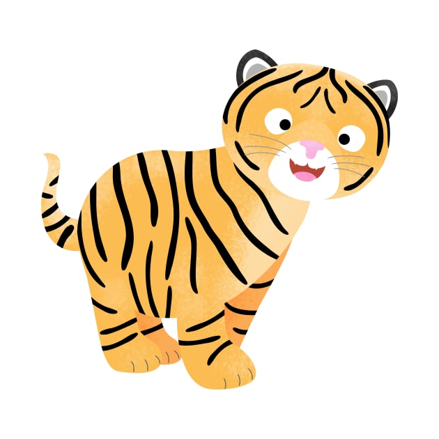 Cute happy tiger cub cartoon by FrogFactory