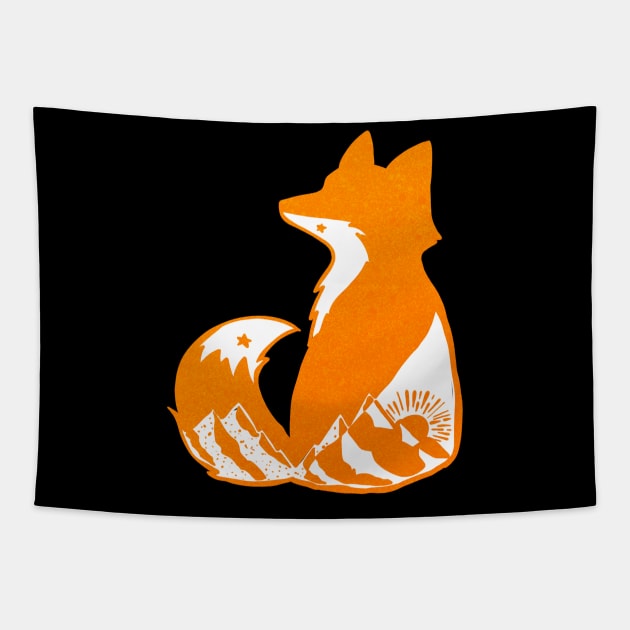 Fjallraven - fox of adventure black Tapestry by Uwaki