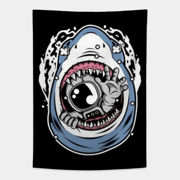 spaceman shark Tapestry by Yurii