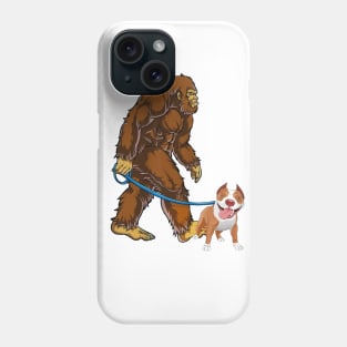 Funny Bigfoot Sasquatch Walking Pitbull Phone Case