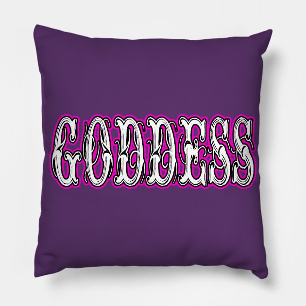 Goddess Vintage Letters Pink Pillow by artbyomega