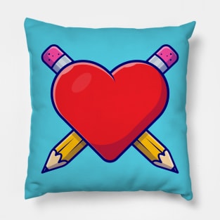 Love With Pen Tool Cartoon Vector Icon Illustration Pillow