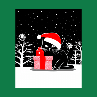 Black Christmas Cat T-Shirt