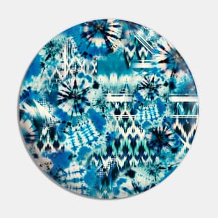 Aqua Summer Tie Dye Batik Wax Tie Die Print Pin