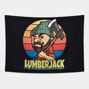 Lumberjack Cartoon vintage Design Tapestry