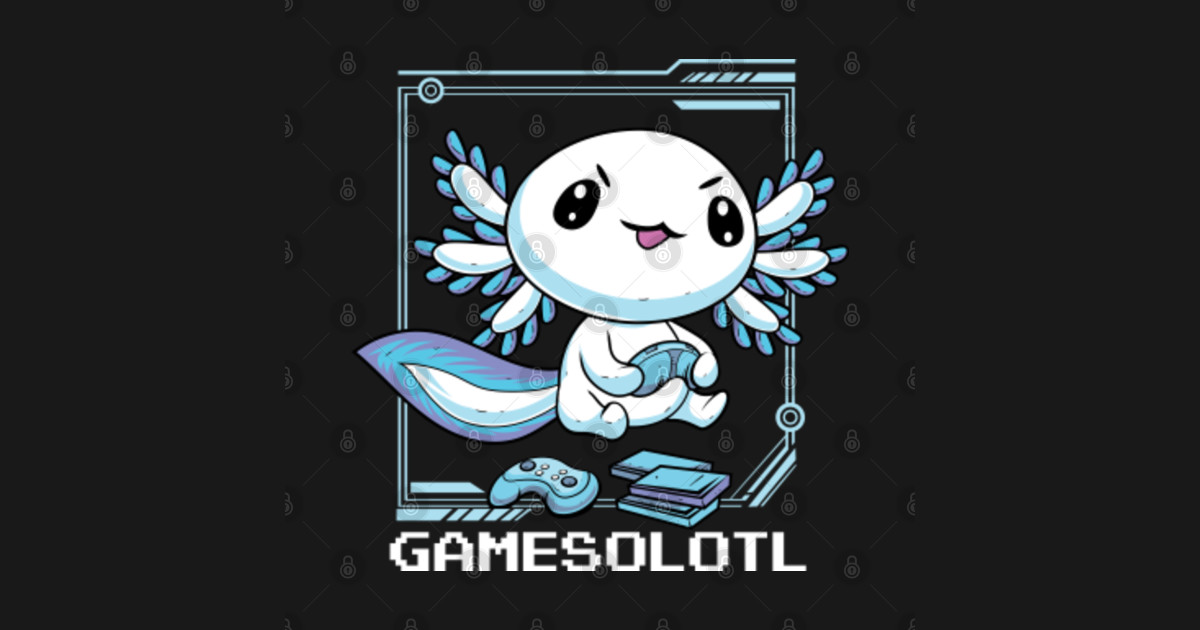 Gamesolotl Gamer Axolotl Fish Playing Video Games Lizard Gamer