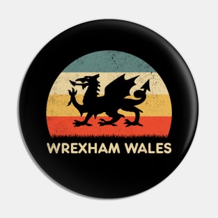 Retro Sunset Wrexham Wales Pin