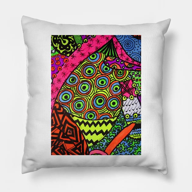 Abstract Fluoro 2 portrait View Pillow by Heatherian