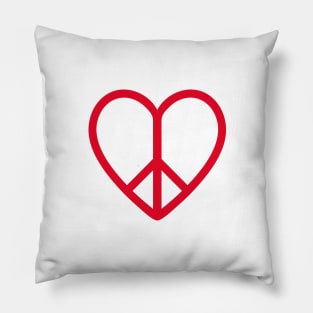 Love and peace, red heart with peace sign Pillow