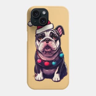 Christmas bulldog portrait Phone Case