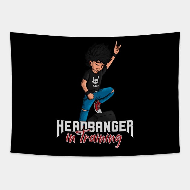 Little rockers - headbanger in training Tapestry by Modern Medieval Design