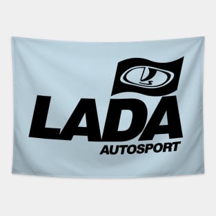 Lada Autosport with flag logo (black) Tapestry