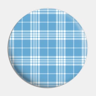 Blue and White Tartan Plaid Pattern Pin