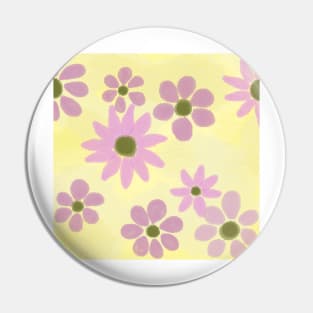 Pink and Yellow Daisy Sunflower Floral Pattern Pin