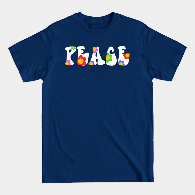 Disover Floral Peace Text - 60s Hippie - T-Shirt