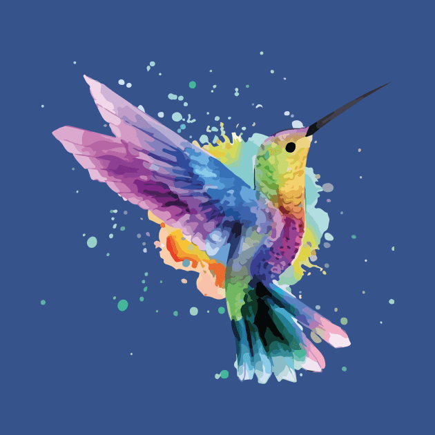 humming bird of watercolor rainbow1 by guyo ther