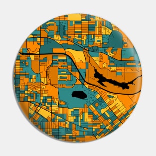 Burnaby Map Pattern in Orange & Teal Pin