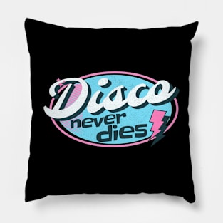 DISCO  - Never Dies Retro (Light blue/pink) Pillow